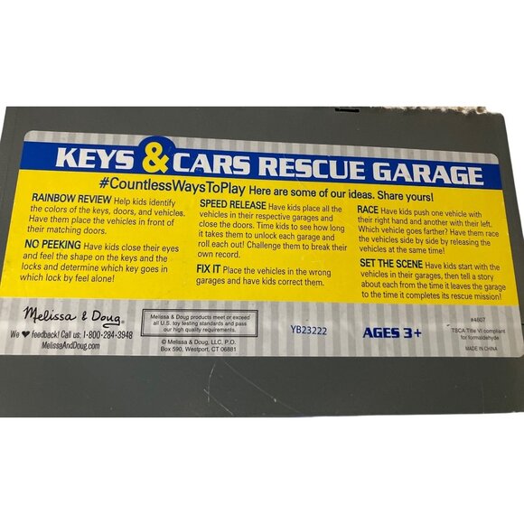 Melissa & Doug Keys & Cars Wooden Rescue Garage Toy For Ages 3+ - Picture 3 of 16